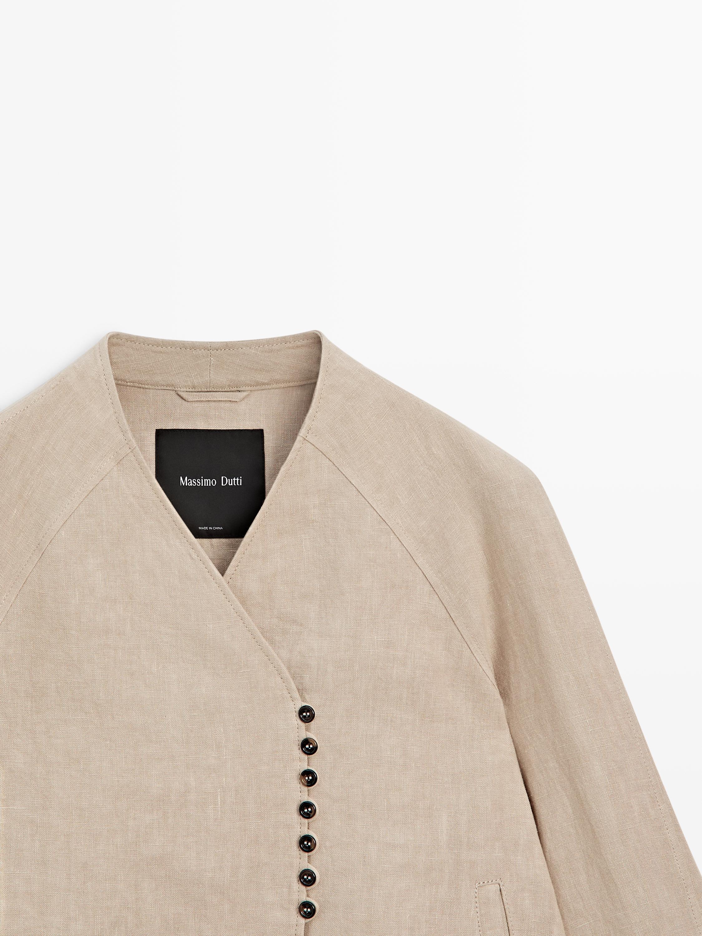 Cropped 100% linen jacket